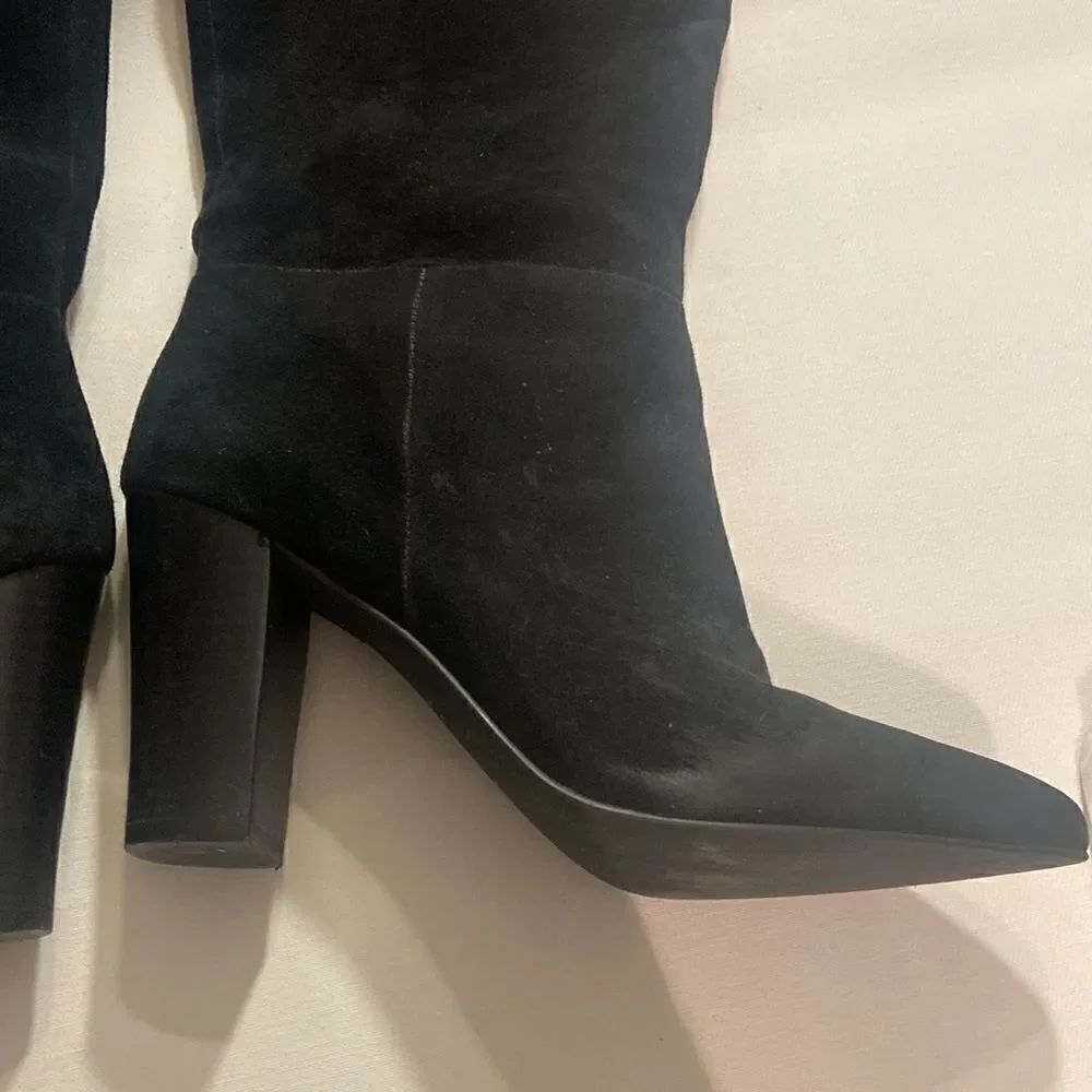Treasure & Bond Black Pointed Toe Suede Below Knee High 6.5 - Picture 5 of 10
